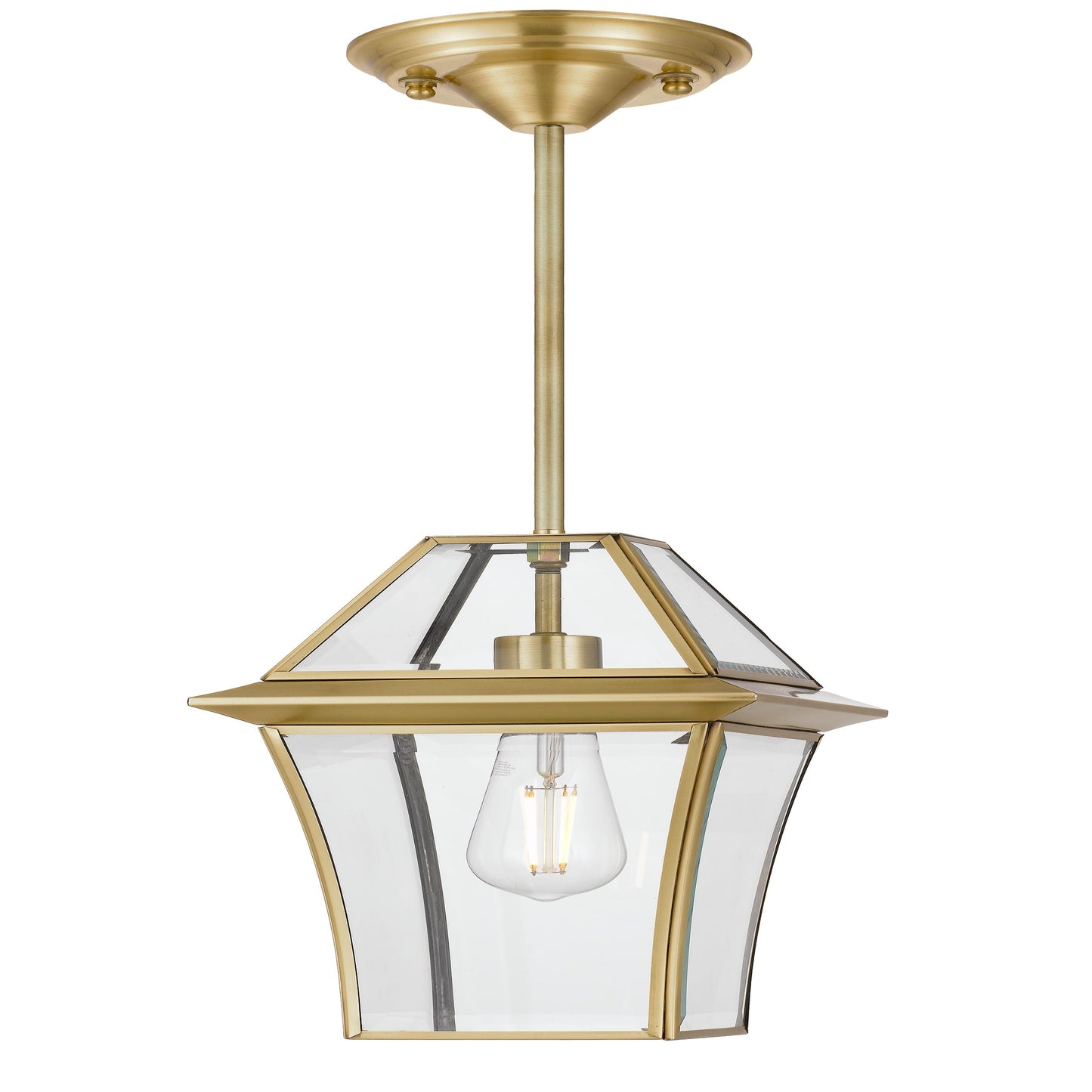 RYE PE20-BRS Brass & Clear Glass Pendant Light