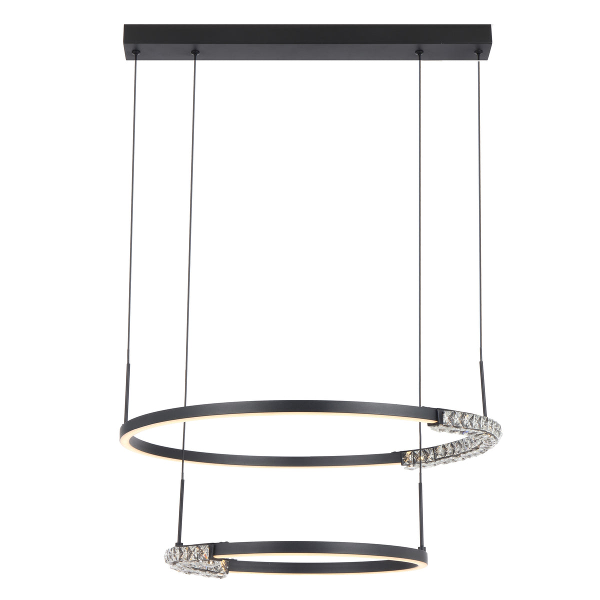 TFS 2TIER PENDANT 40wLED D:575+385 H:30 CAB.2M 1540Lm BLACK SAND/ CRYSTAL