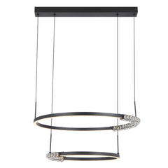 TFS 2TIER PENDANT 40wLED D:575+385 H:30 CAB.2M 1540Lm BLACK SAND/ CRYSTAL