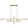 Salerno TFS 6LT PENDANT 6x6wG9max KIT L1300 W120 H355 CAB2m ANT GOLD/ CLEAR PRISM PATTERN
