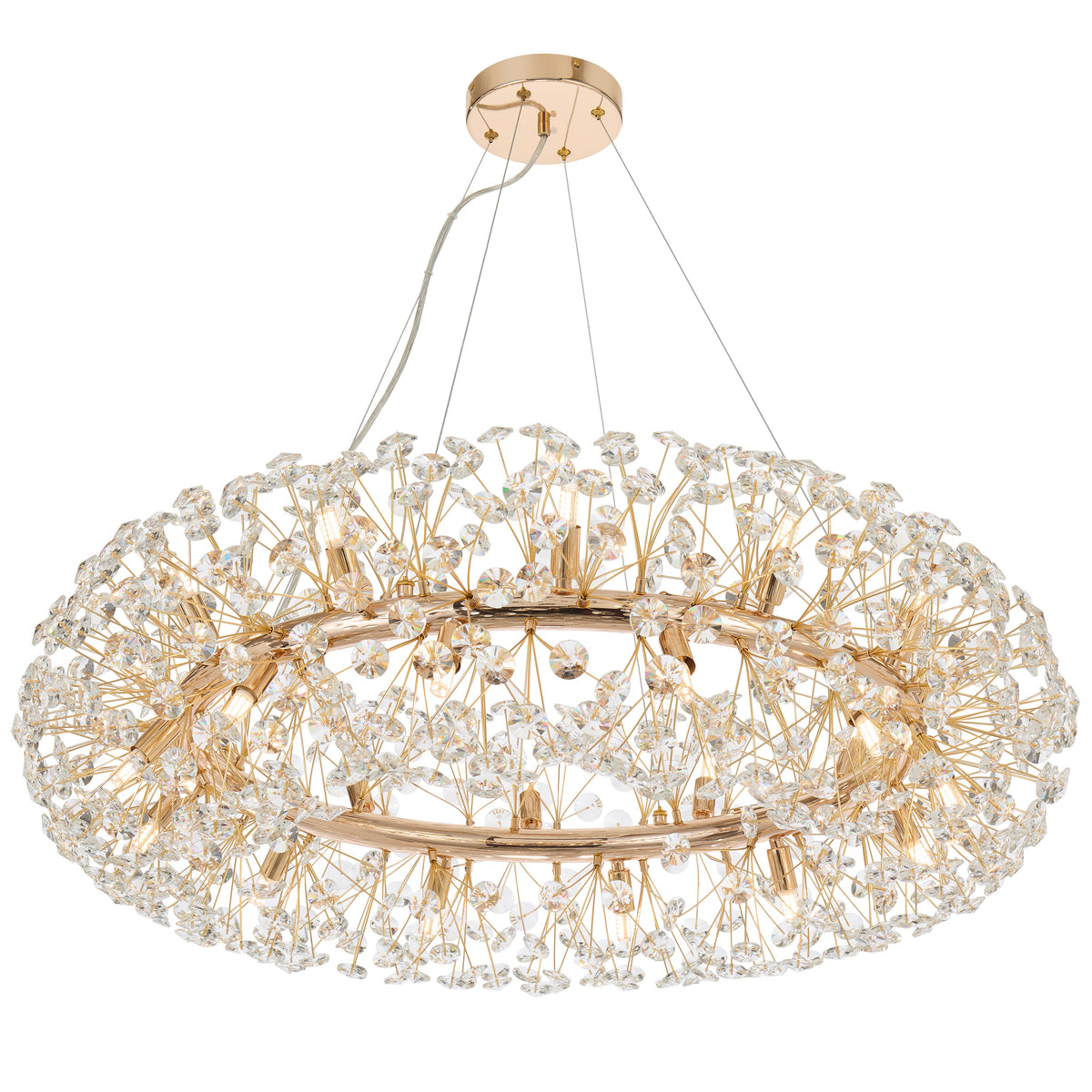 TFS 24LT PENDANT 24x6wG9max D:900 H:350 CRYS H130 CAB 2M GOLD / CLEAR