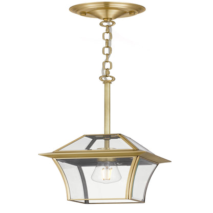 RYE PE20-BRS Brass & Clear Glass Pendant Light