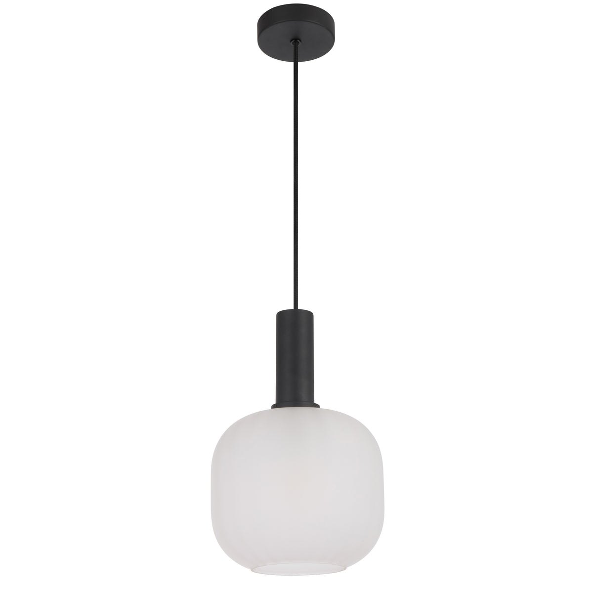 TFS 20CM PENDANT 25wE27max D200 H290 cab 2m BLACK / FROST GLASS