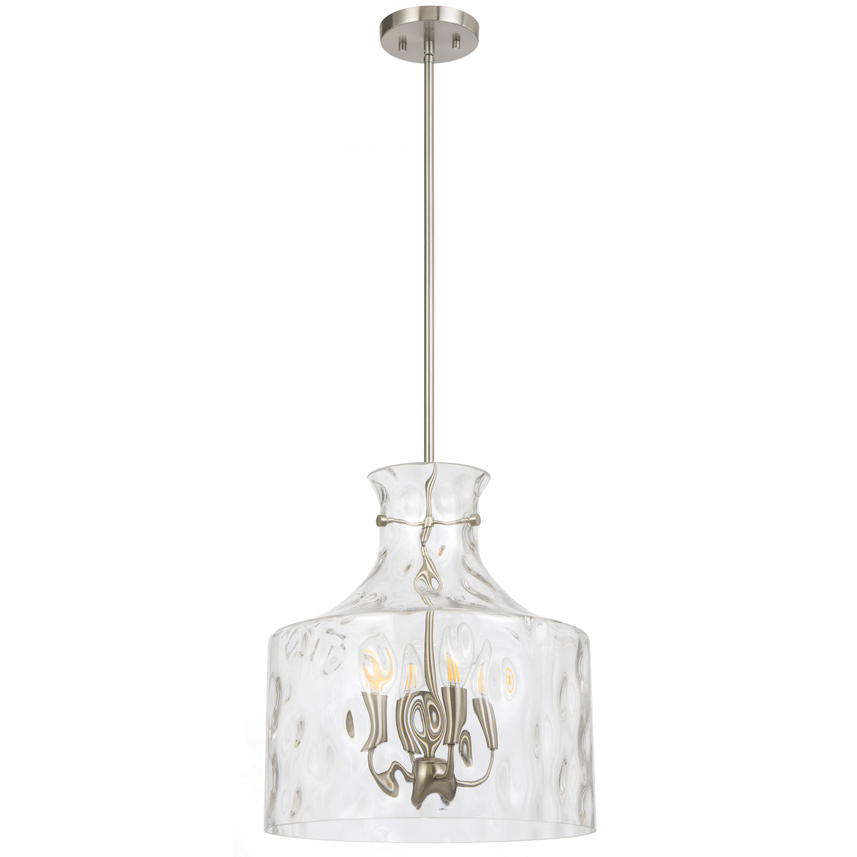 Vitamark TFS 4LT PENDANT 4x25wE14max D:380 H:420 ROD 1.5m NICKEL MAT/ CLEAR WATER STREAK