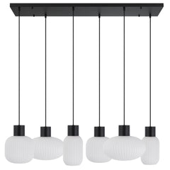 Jasper TFS 6 LIGHTS PENDANT 6x25wE27 D1:140H1:205 D2:200H2:180TEX2m D3:300H3:170BLK MATT/OPAL MATT
