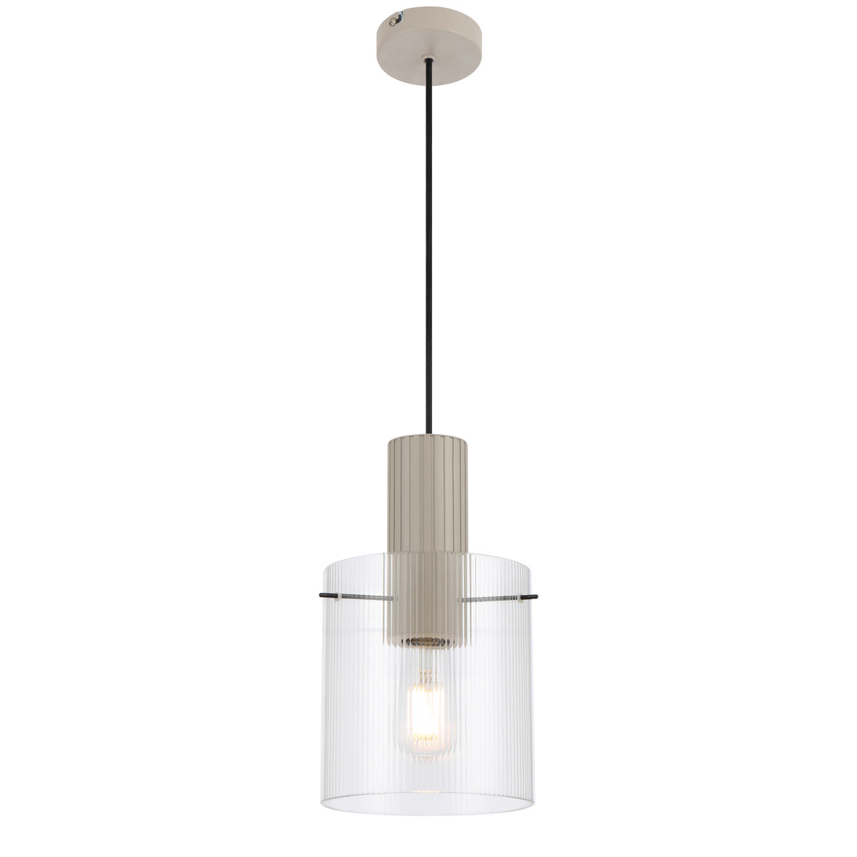 TFS 18CM PENDANT 25wE27max D180 H315 cab 2m GREY / CLEAR