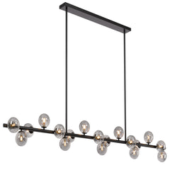 Juneau TFS 18 LTS PENDANT 18x6wG9mx L2000 W243 H245 ROD:2x6001x300 BLACK FRAME/SMOKE GLASS