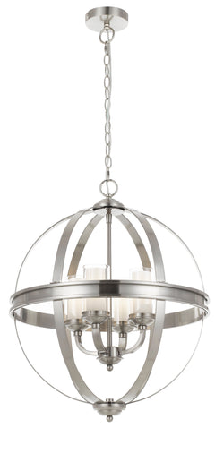 TFS PENDANT 4 x 25wE14 D:520 H:640 C:2M CLR NICKEL MATT/CLEAR&OPAL GLASS