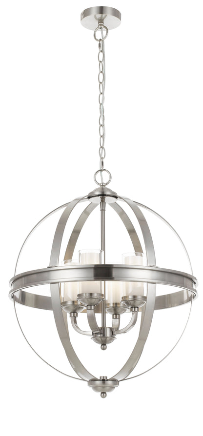 TFS PENDANT 4 x 25wE14 D:520 H:640 C:2M CLR NICKEL MATT/CLEAR&OPAL GLASS