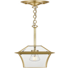RYE PE20-BRS Brass & Clear Glass Pendant Light