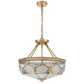 Trapani TFS PE CTC 6x25wE27max D:500 H:230 chain:2M BRASS / FROST WATER GLASS