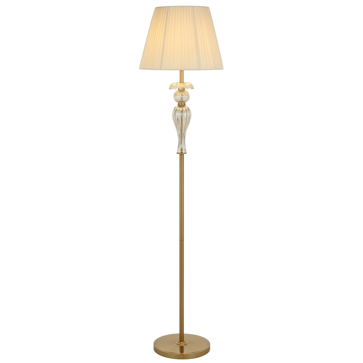 TFS FLOOR LAMP 25wE27max D400 H1650 foot swt ANT GOLD/ CHAMPAGNE/ CREAM