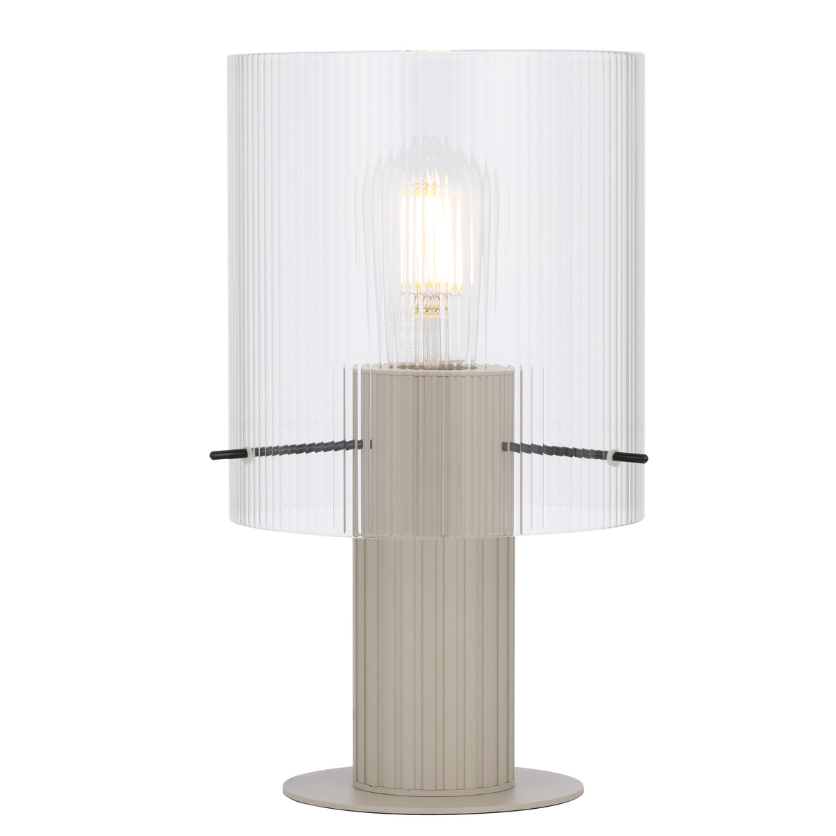 TFS TABLE LAMP 25wE27max D180 H320 inline swt GREY / CLEAR