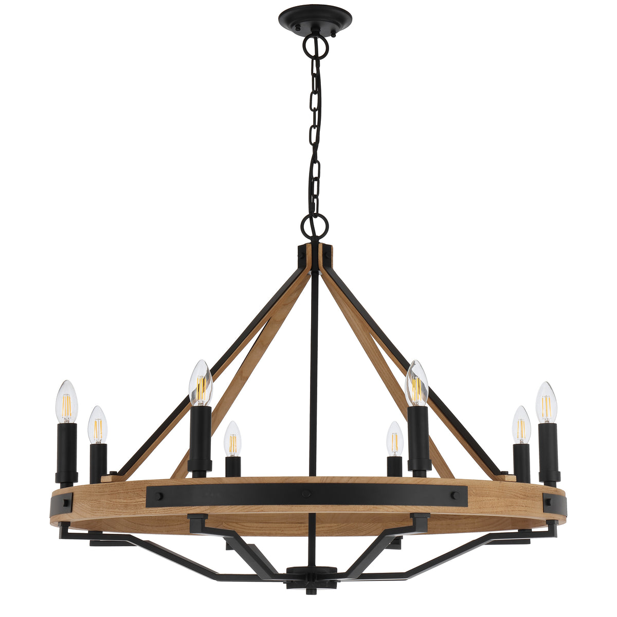 TFS 8 LTS PENDANT 8*25wE14 D:860 H:650 2m CHAIN BLACK MATT / ASHTREE WOOD