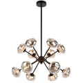 Messina TFS 12LT PENDANT 12x6wG9max D600 H380 ROD:2*600+1*300 BLACK MATT/MIRROR GLASS