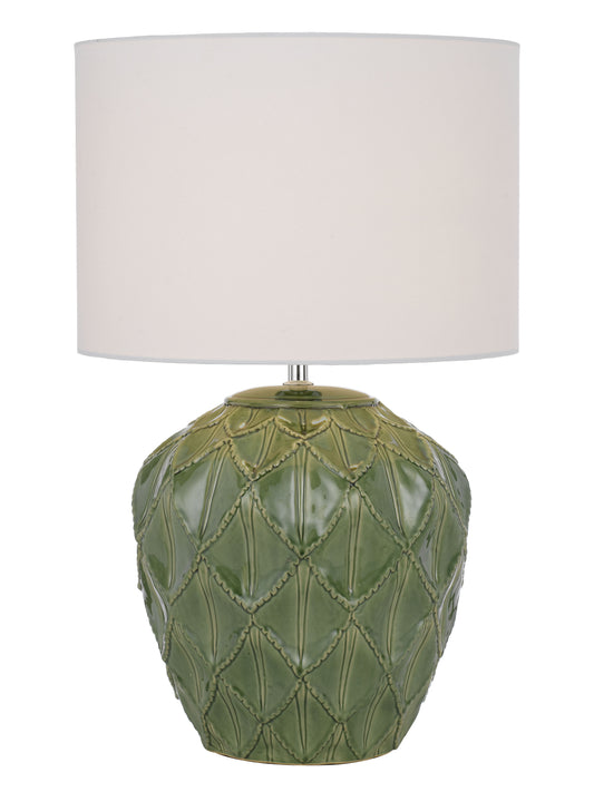 TFS CERAMIC TABLE LAMP 25wE27max D:330 H:540 GREEN / WHITE