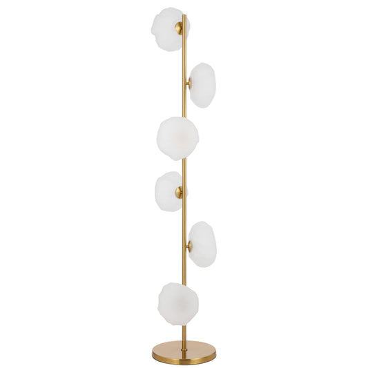 Lille TFS Floor Lamp 6 Lights – Antique Gold & Frost Glass
