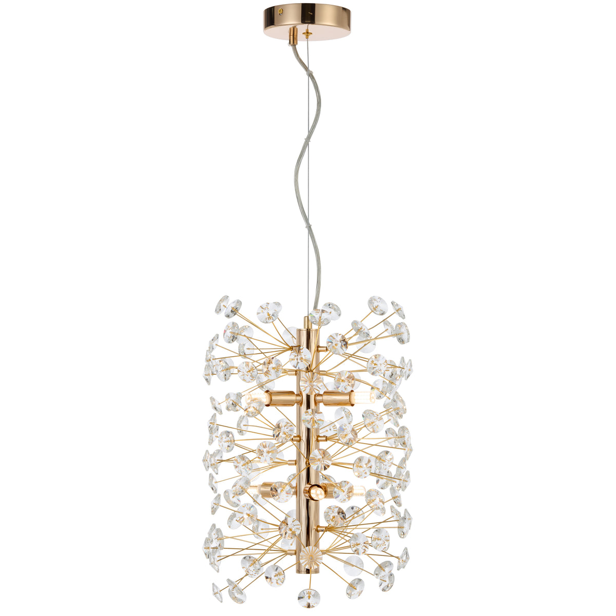 Oviedo TFS 6LT VERTICAL PENDANT 6x6wG9max D300 H350 CAB.2M CRYS H130 GOLD / CLEAR
