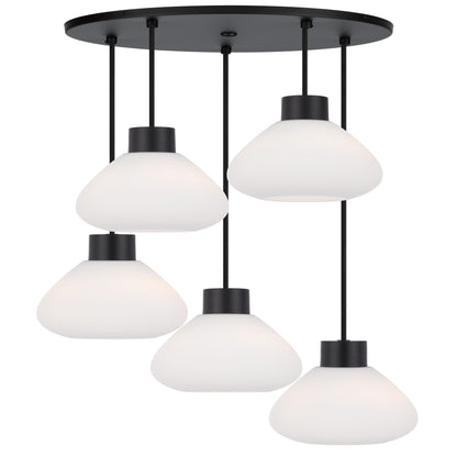 Perugia TFS 5 LIGHT PENDANT 5x25wE27max D:160 H:210 TEX:2m BLACK MATT/OPAL MATT