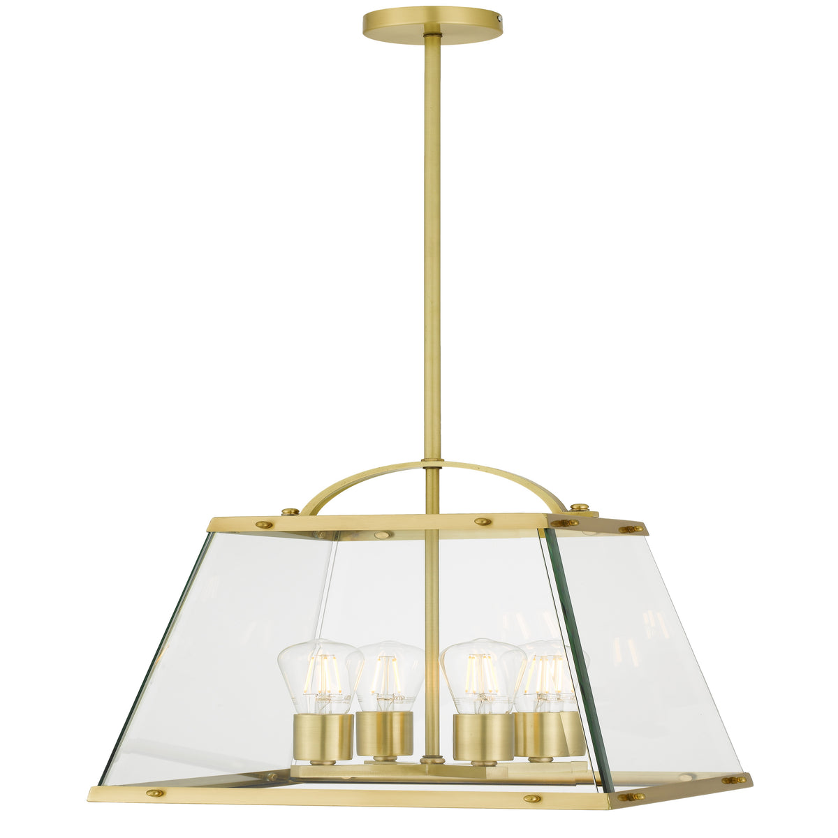 Helsinki TFS 4 LIGHT SOLID BRASS PENDANT 4x25wE27max L:350H:450 BRASS / CLEAR