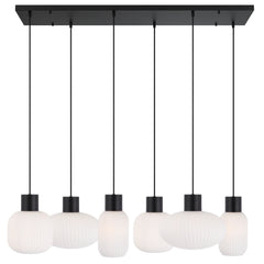 Jasper TFS 6 LIGHTS PENDANT 6x25wE27 D1:140H1:205 D2:200H2:180TEX2m D3:300H3:170BLK MATT/OPAL MATT