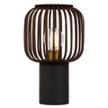 TFS OVAL TABLE LAMP 25wE27max D170 H290 inline swt BLACK / BROWN BAMBOO
