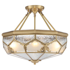 Trapani TFS PE CTC 6x25wE27max D:500 H:230 chain:2M BRASS / FROST WATER GLASS