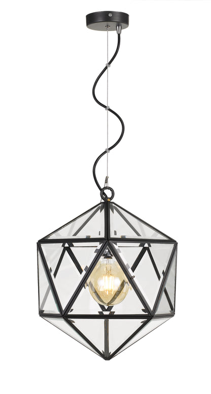 TFS 30 PENDANT 25wE27max D:300 H:350 BLACK / CLEAR