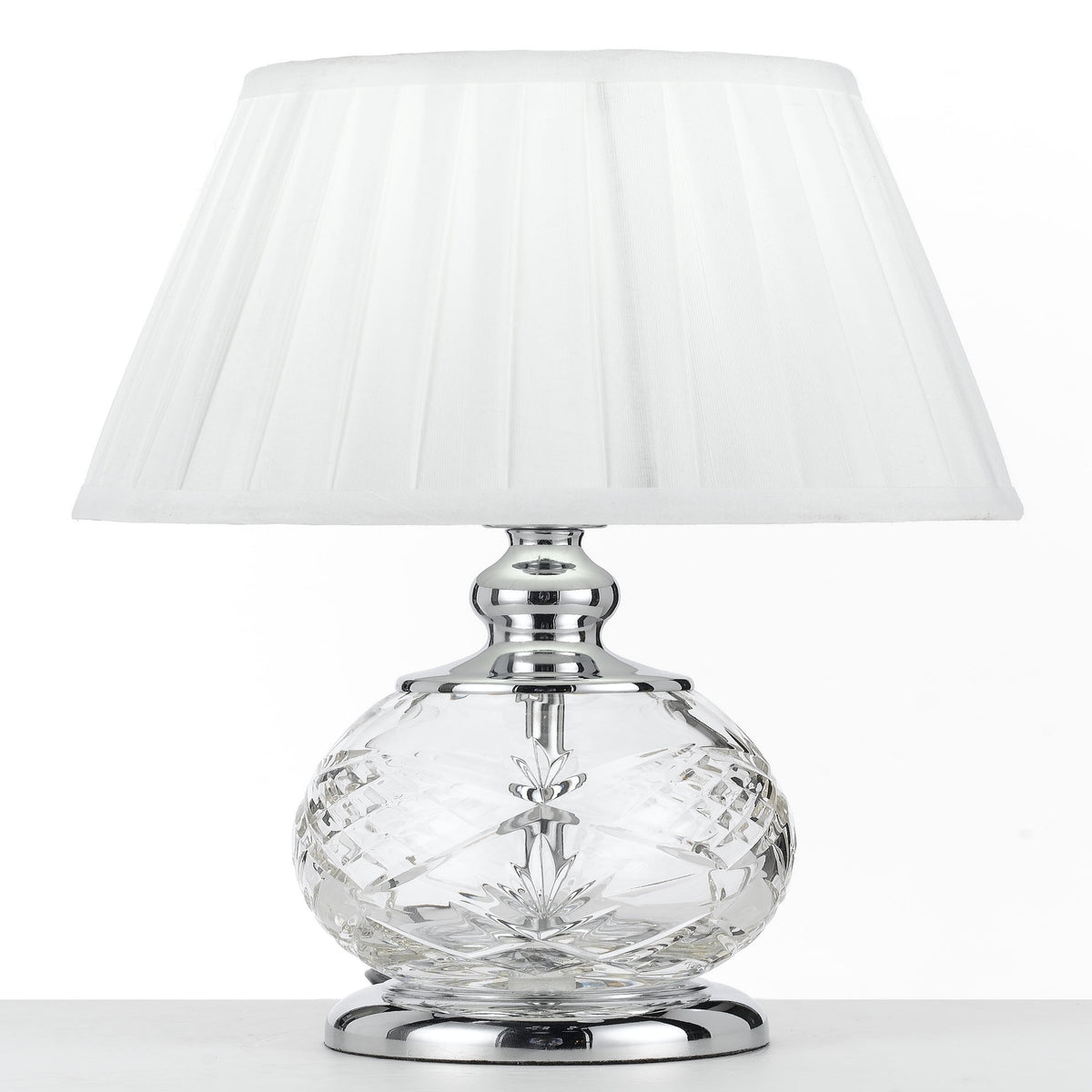 Huelva TFS Table Lamp – Chrome & White Finish