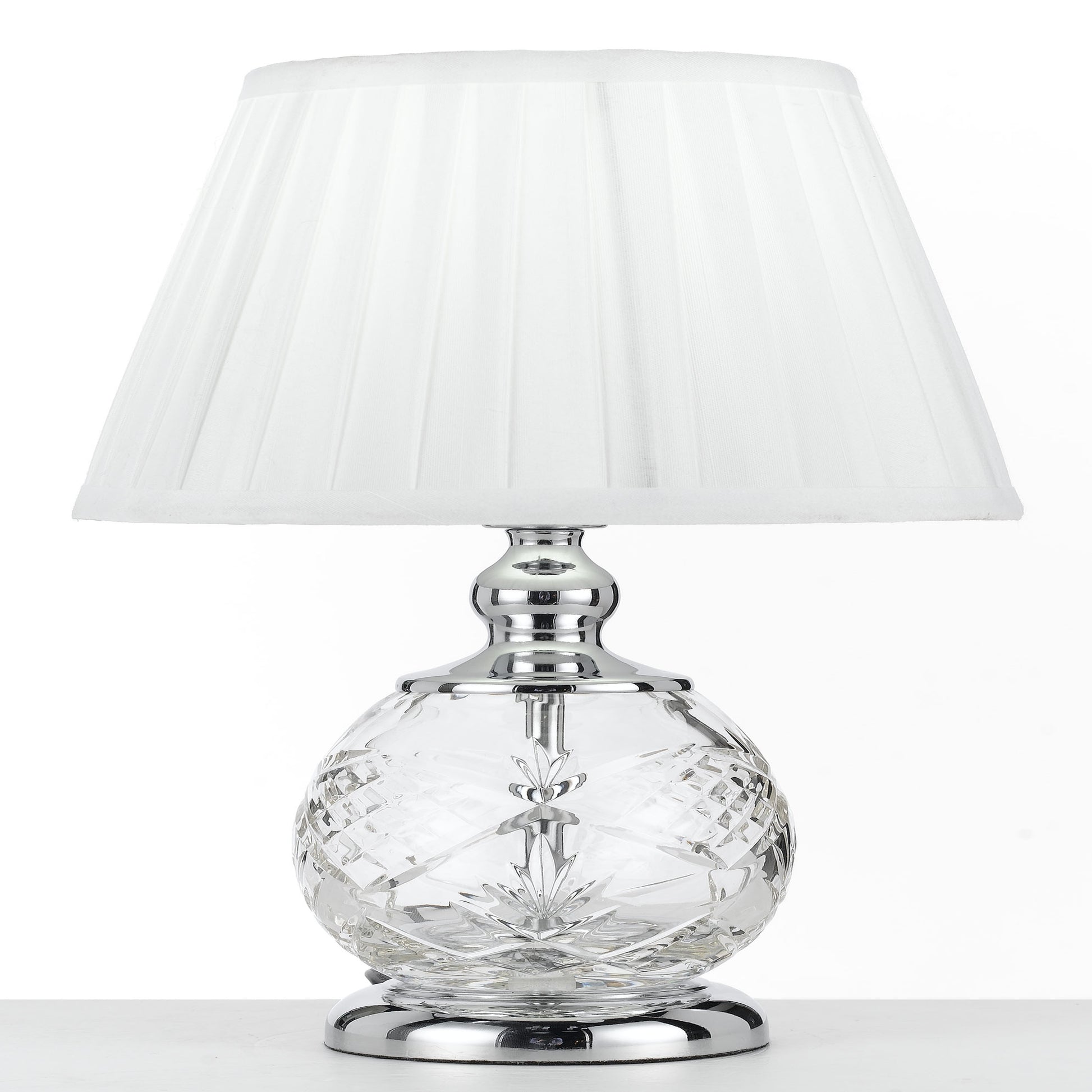 Huelva TFS Table Lamp – Chrome & White Finish
