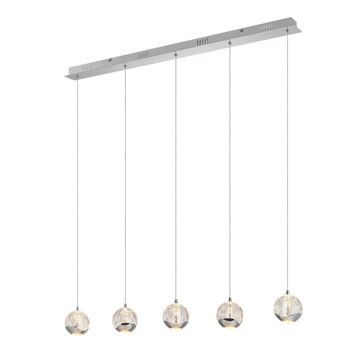 Zanoshade TFS 5 LTS BAR PENDANT 5x5wLED 3000K 1540Lm cab2M L960 W90 CHROME/BUBBLE GLASS