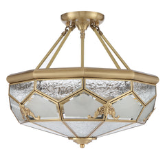 Trapani TFS PE CTC 6x25wE27max D:500 H:230 chain:2M BRASS / FROST WATER GLASS