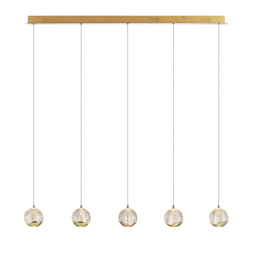 Altostone TFS 5 LTS BAR PENDANT 5x5wLED 3000K 1540Lm cab2M L960 W90 GOLD/BUBBLE GLASS