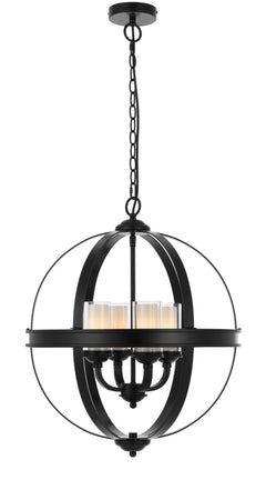 TFS PENDANT 4 x 25wE14 D:520 H:640 C:2M CLR NICKEL MATT/CLEAR&OPAL GLASS