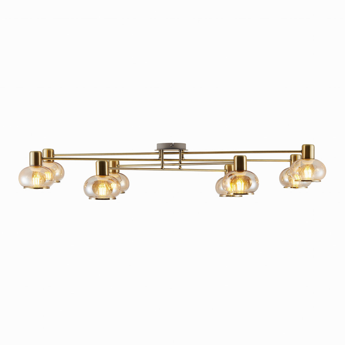 TFS 8 LT CTC 8x25wE27max L:1200 W:540 H:210 ANTIQUE BRASS/ AMBER GLASS