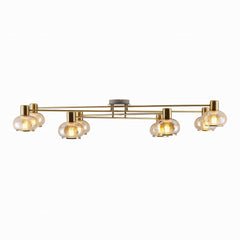 TFS 8 LT CTC 8x25wE27max L:1200 W:540 H:210 ANTIQUE BRASS/ AMBER GLASS