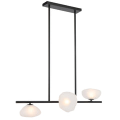 Black Rouen pendant light with three frosted glass shades