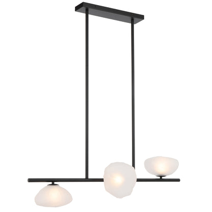 Black Rouen pendant light with three frosted glass shades