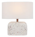 TFS TABLE LAMP 25wE27max L:350 W:180 H:360 inline Swtch WHITE TERRAZZO / IVORY LINEN