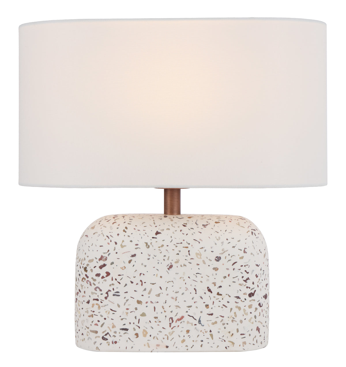 TFS TABLE LAMP 25wE27max L:350 W:180 H:360 inline Swtch WHITE TERRAZZO / IVORY LINEN