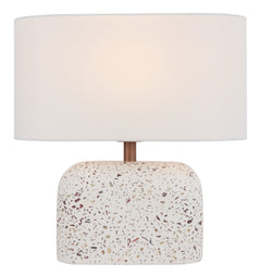 TFS TABLE LAMP 25wE27max L:350 W:180 H:360 inline Swtch WHITE TERRAZZO / IVORY LINEN