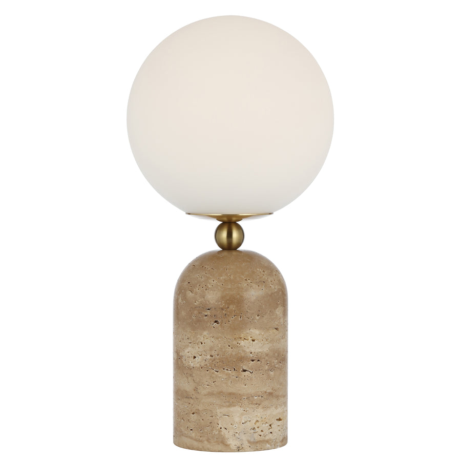 TFS TABLE LAMP 25wE27max D:200 H:420 INLINE SWT BEIGE TRAVERTINE/ANT GOLD/OPAL MATT