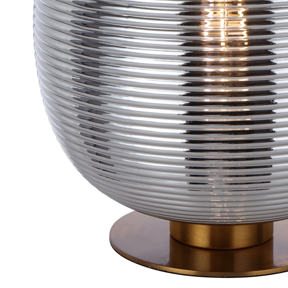 Vigo Table Lamp – Antique Gold Base with Chrome Glass Shade