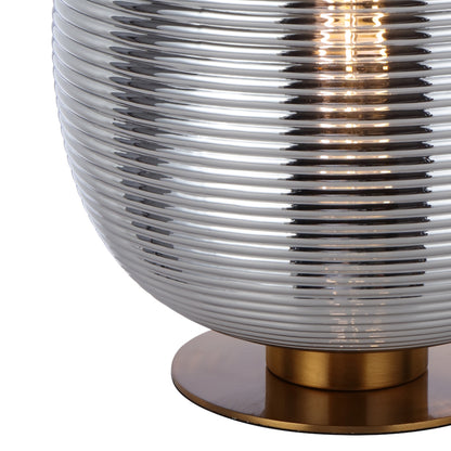 Vigo Table Lamp – Antique Gold Base with Chrome Glass Shade