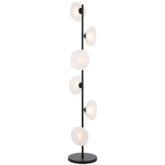 Nancy 6 Light Floor Lamp with Black Frame and Frost Glass Shades