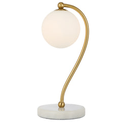 TFS TABLE LAMP 6wG9max KIT L160 W150 H350 WHITE MARBLE/ ANT GOLD/ OPAL MATT