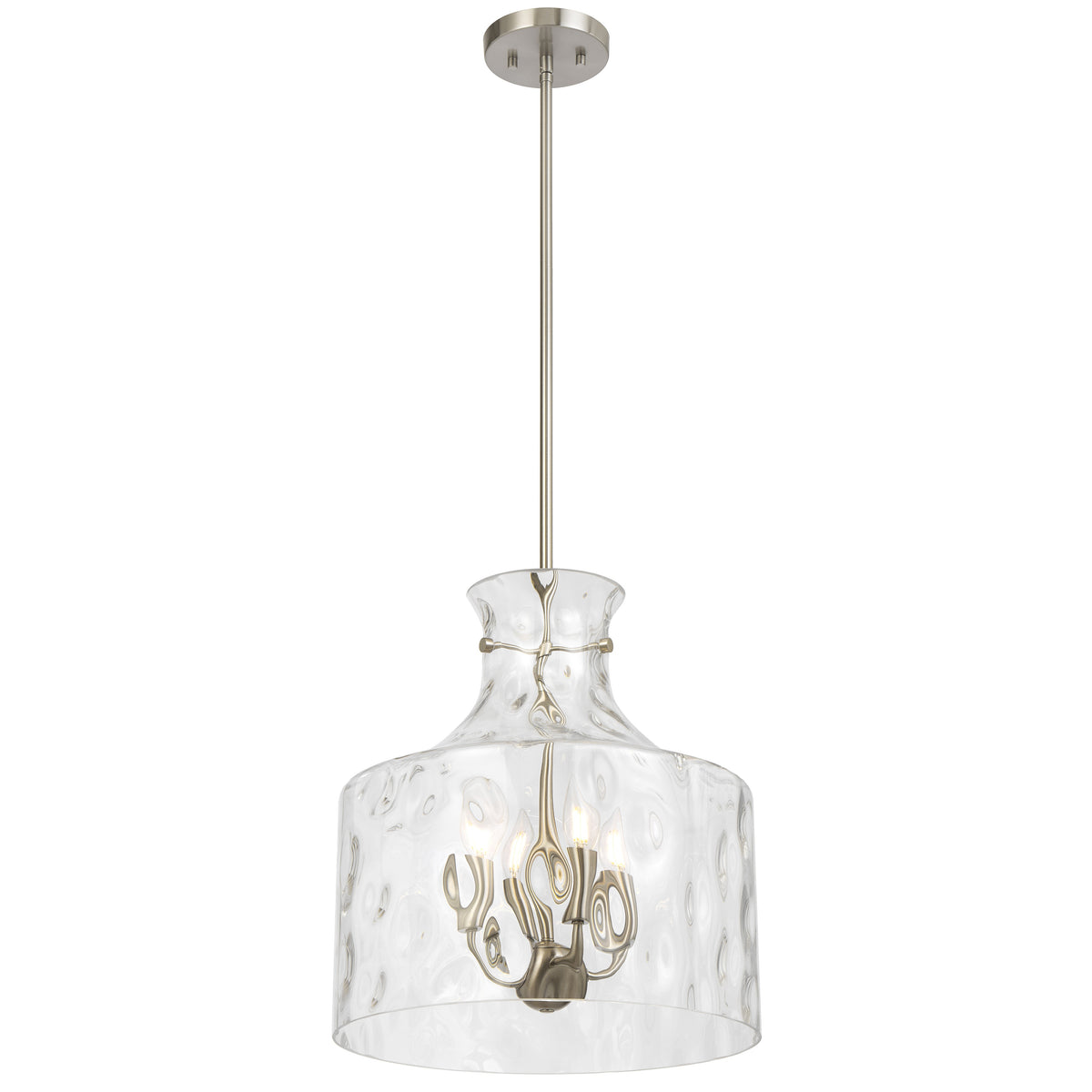 Vitamark TFS 4LT PENDANT 4x25wE14max D:380 H:420 ROD 1.5m NICKEL MAT/ CLEAR WATER STREAK