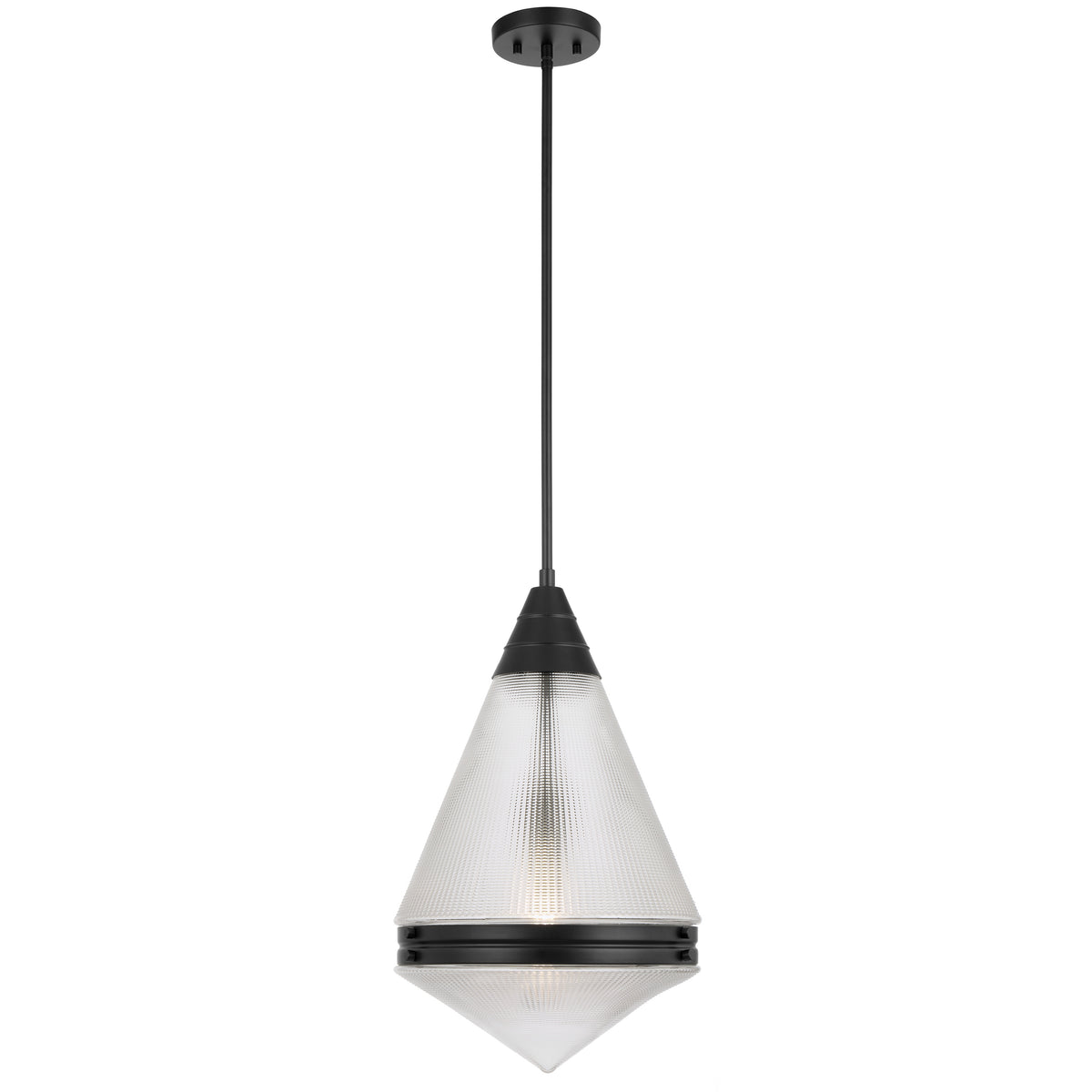 TFS 1LT PENDANT 25wE27max D:350 H:560 ROD 1.5m BLACK MATT/ CLEAR
