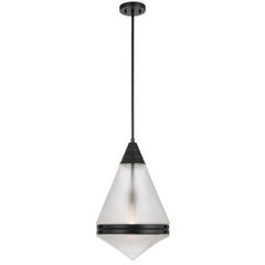 TFS 1LT PENDANT 25wE27max D:350 H:560 ROD 1.5m BLACK MATT/ CLEAR