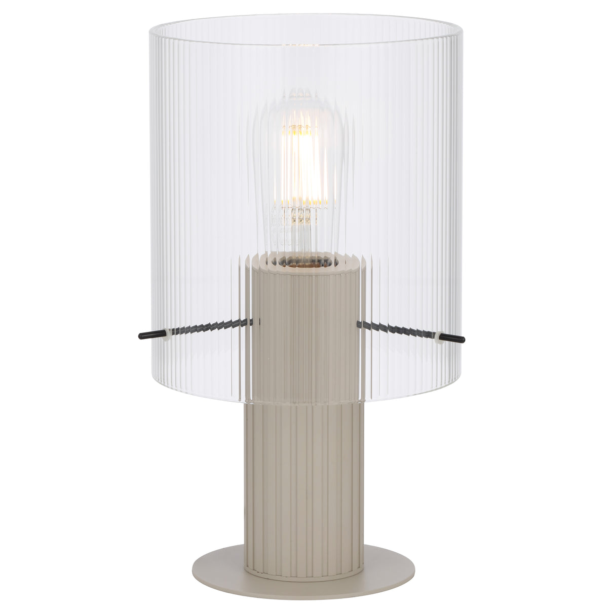 TFS TABLE LAMP 25wE27max D180 H320 inline swt GREY / CLEAR